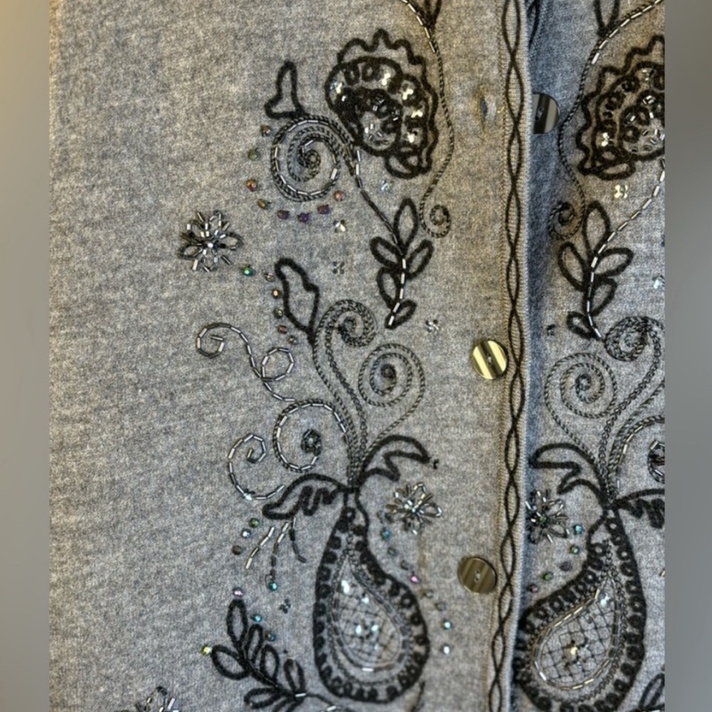 Talbots Dark Grey Knit Wool Sweater -Large - Picture 3 of 5